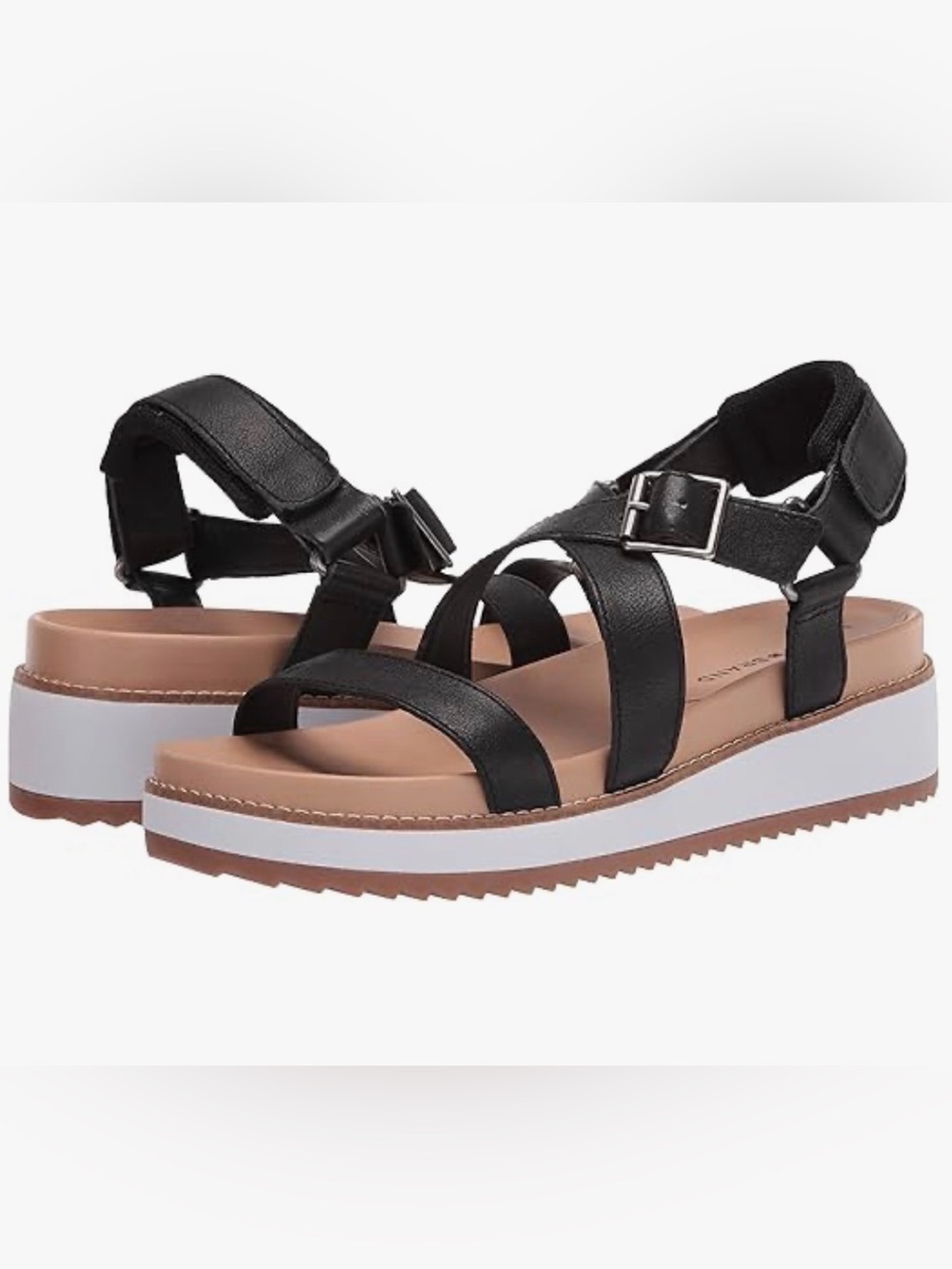 Women's LUCKY BRAND Idenia Black Platform Strappy Sandals 36 1/2
